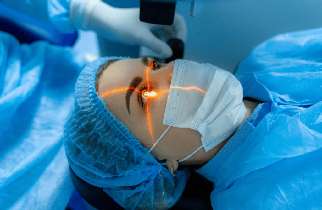 Representation of laser-assisted cataract surgery showcasing advanced surgical technology.